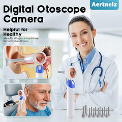 Aertnelz Otoscope screen close-up shows vivid 1080P detail.