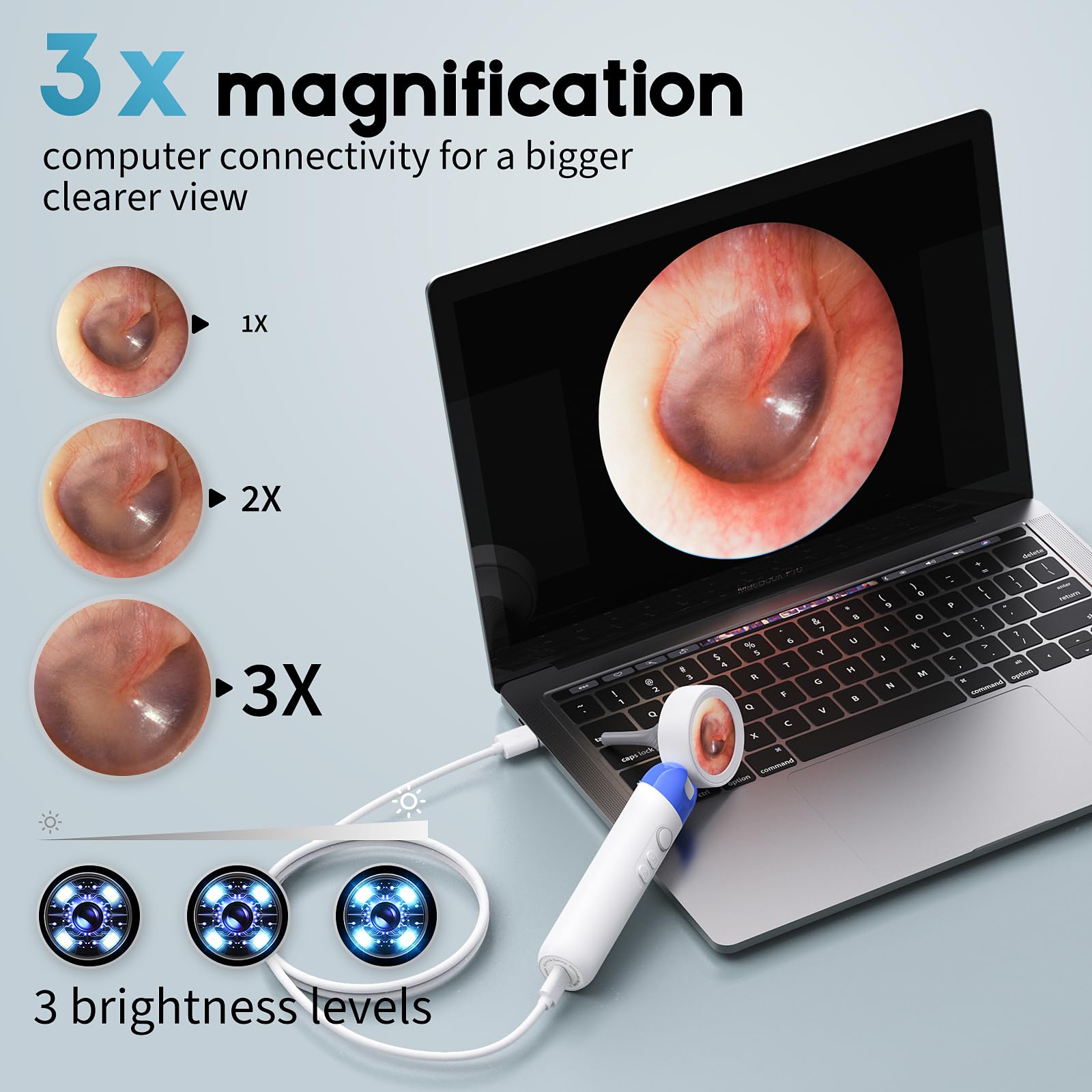 Aertnelz Otoscope ergonomic grip for comfortable extended use.