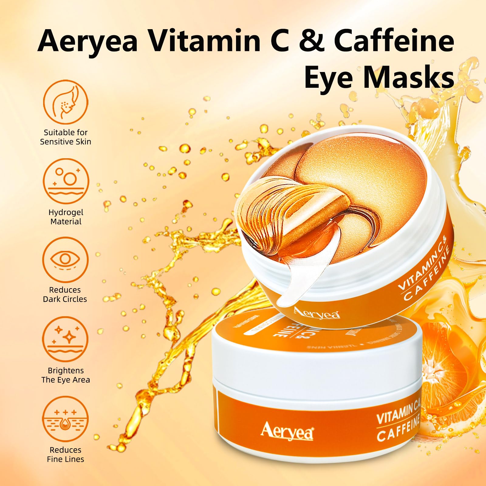 Aeryea under-eye patches being applied under-eye area for brightening and puffiness reduction.