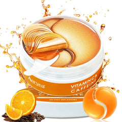 Aeryea under-eye patches in a jar delivering vitamin C and caffeine for a refreshed look.