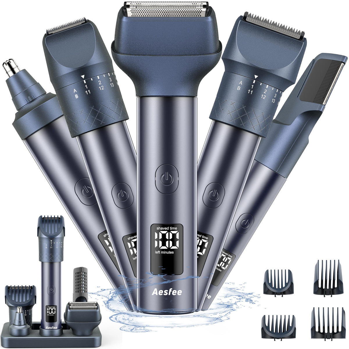Aesfee beard trimmer shows the 20-setting dial for precise length control.