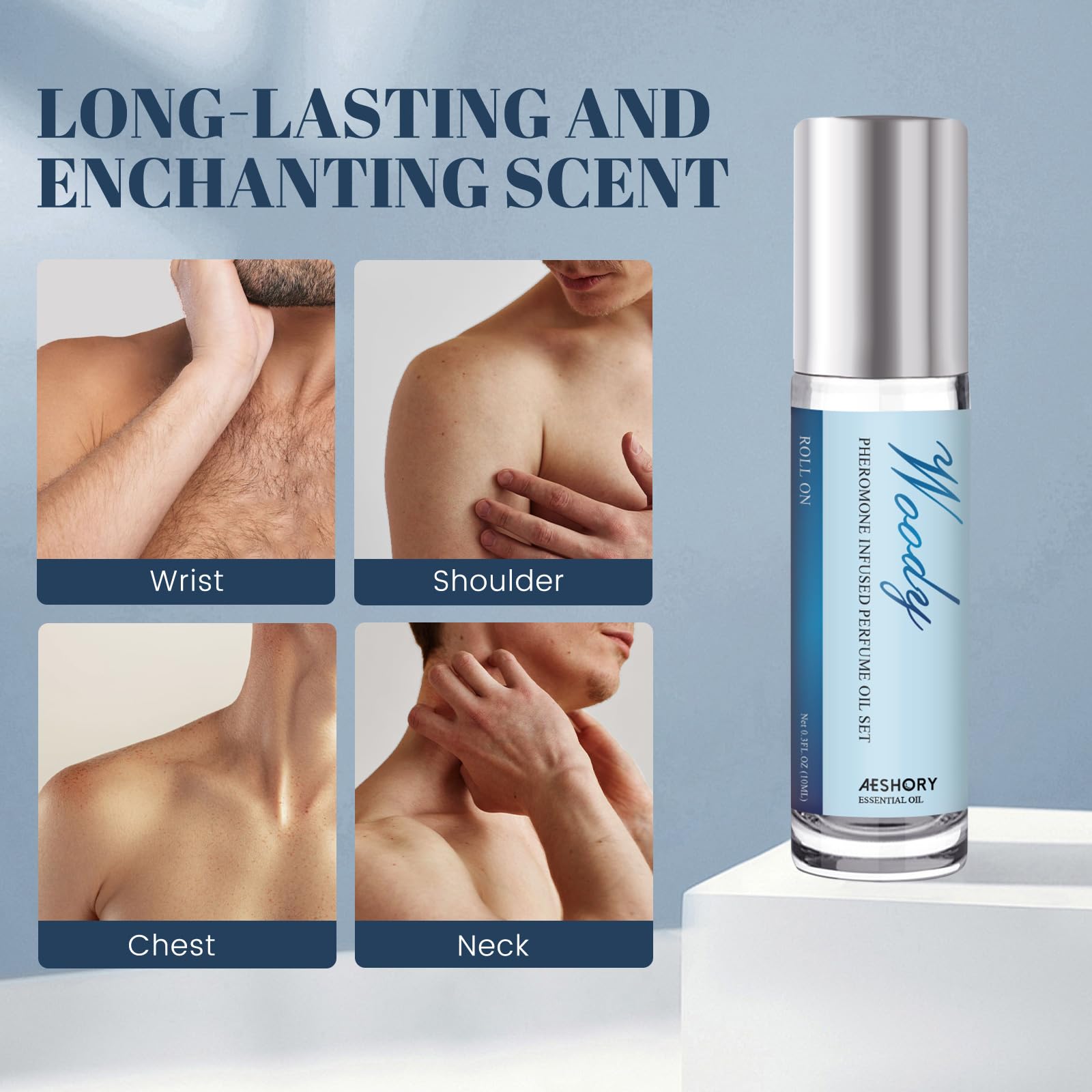 Close-up of Aeshory pheromone perfume reveals texture and natural ingredients.