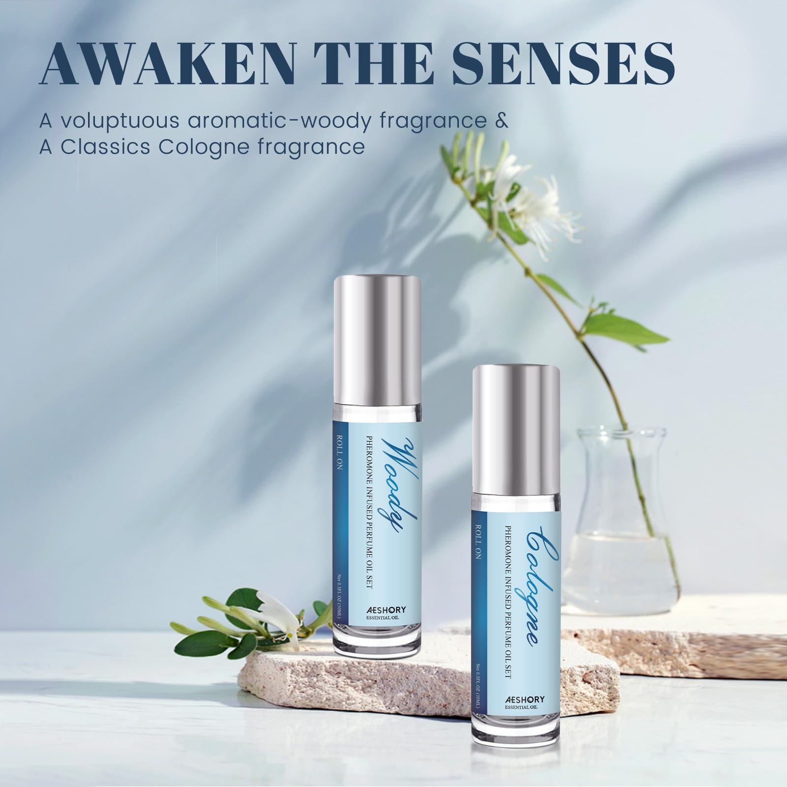 Aeshory pheromone perfume set displayed for gifting and duo use.
