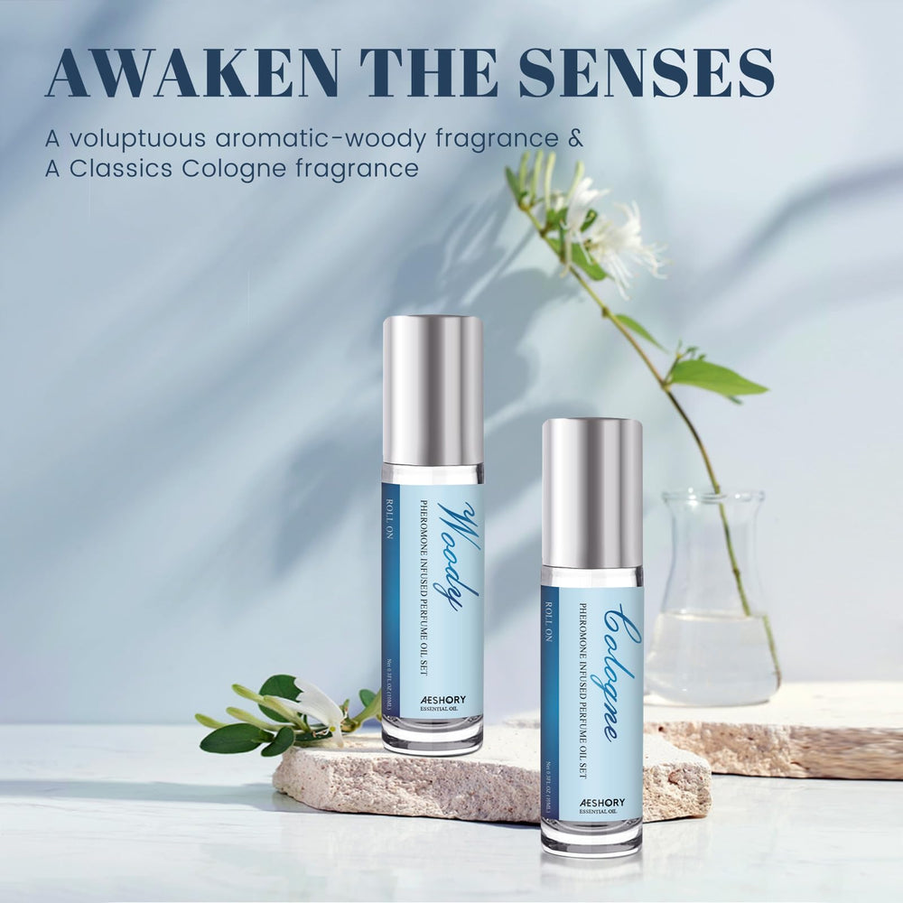 Aeshory pheromone perfume set displayed for gifting and duo use.