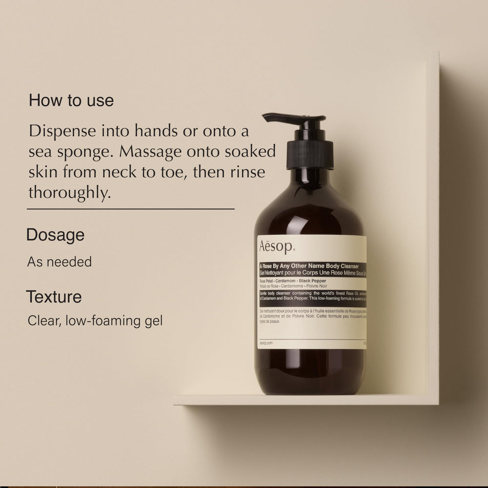 Aesop cleanser pumped into hand, ready for gentle cleansing.