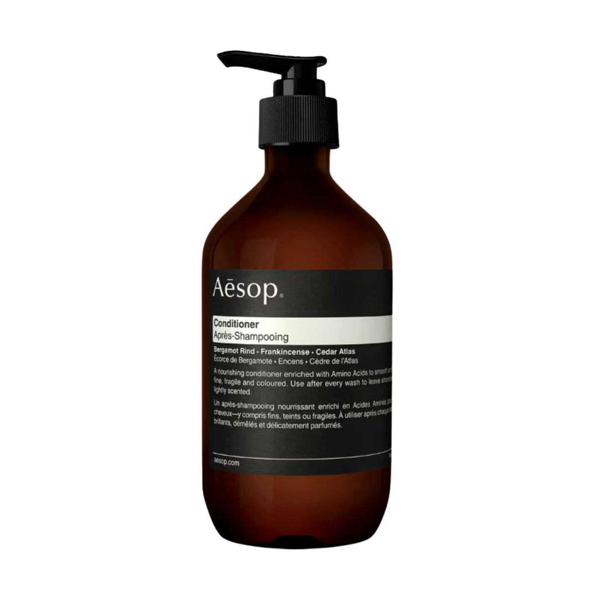 Aesop Conditioner bottle-front view signaling premium packaging for sustainable beauty