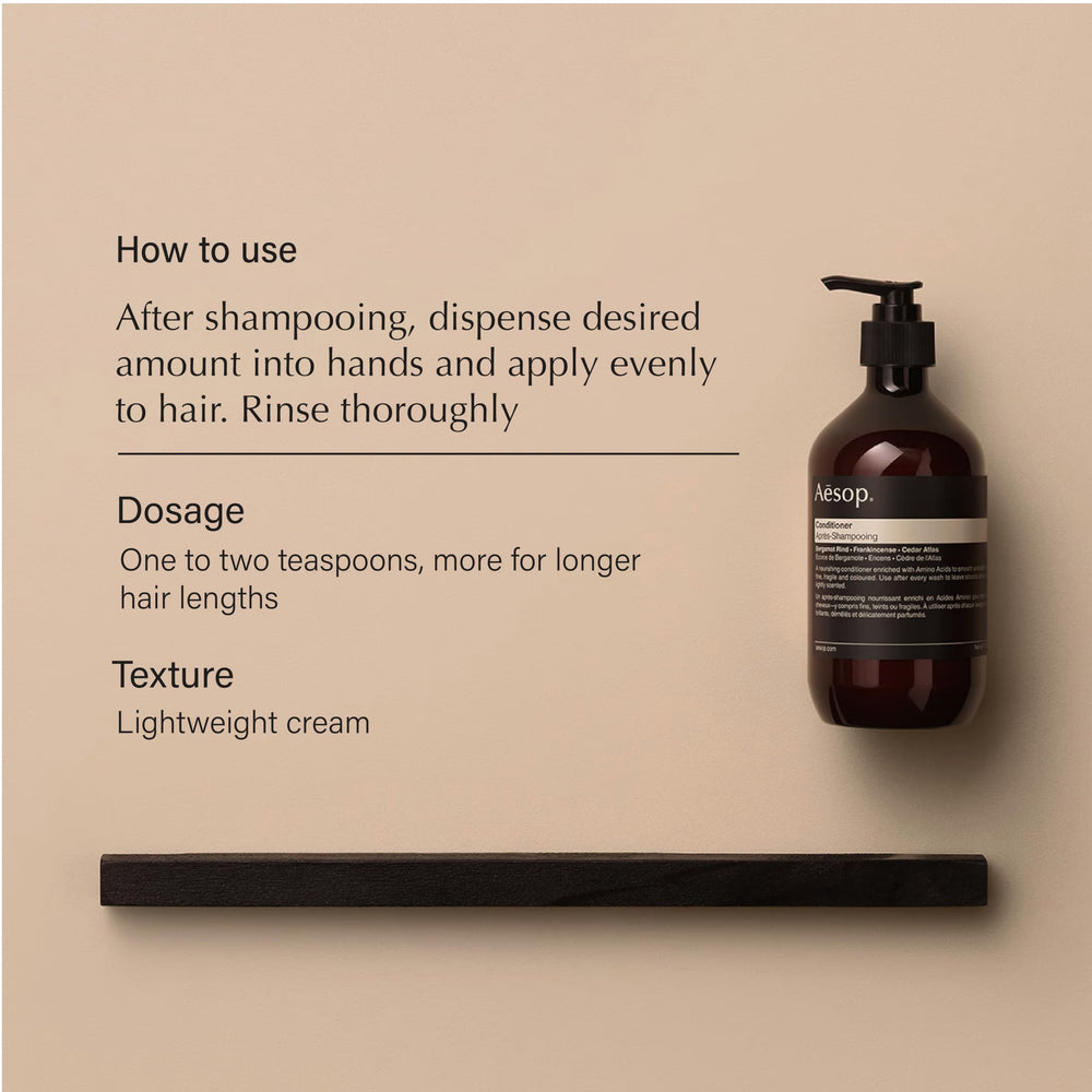 Aesop conditioner hair softness closeup illustrates smoothing on fragile or color-treated strands.