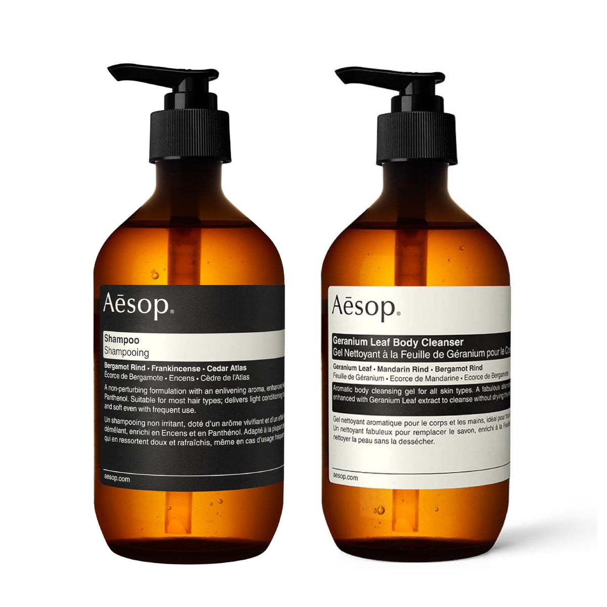 Aesop Geranium Leaf Body Cleanser bottle with citrus-woody scent for refreshing cleanse