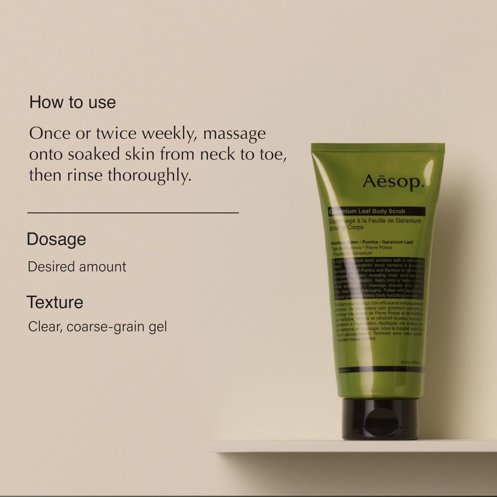 Texture close-up of Aesop scrub showing gritty exfoliant for smoother skin.
