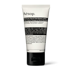 Aesop Moroccan Neroli Post Shave Lotion bottle closeup showing balanced skin hydration.