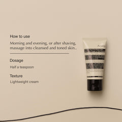 Aesop Moroccan Neroli Post Shave Lotion texture swatch with light, soothing finish.