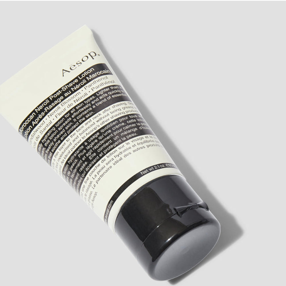 Aesop Moroccan Neroli Post Shave Lotion ideal for unisex daily use.