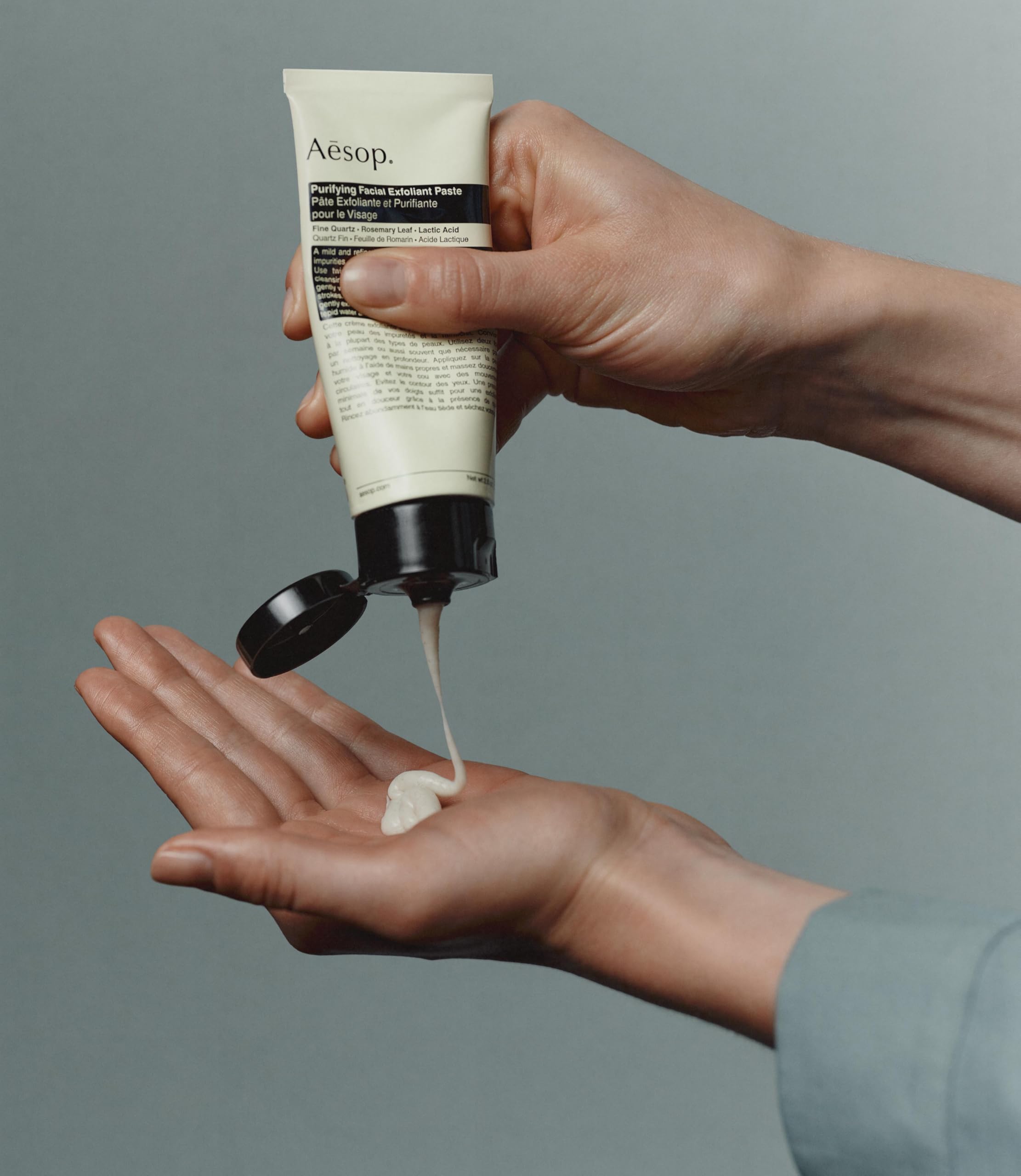Aesop Purifying Facial Exfoliant Paste lactic acid action visualized on skin surface