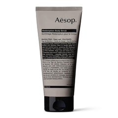 Aesop Redemption Body Scrub demonstrates finely milled pumice for a gentle, skin-polishing buff.