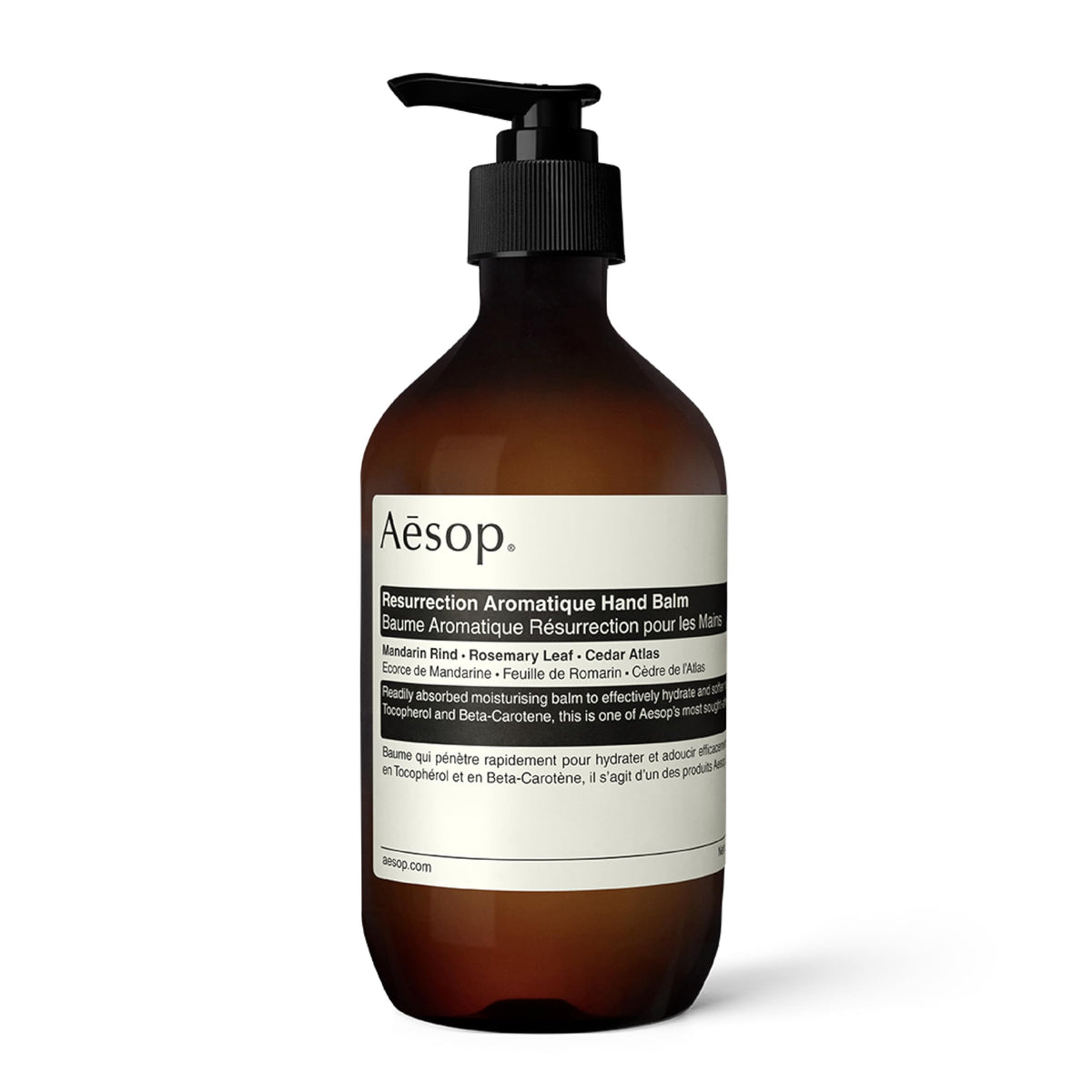 Aesop Resurrection Aromatique Hand Balm packaging shown for durable hand hydration