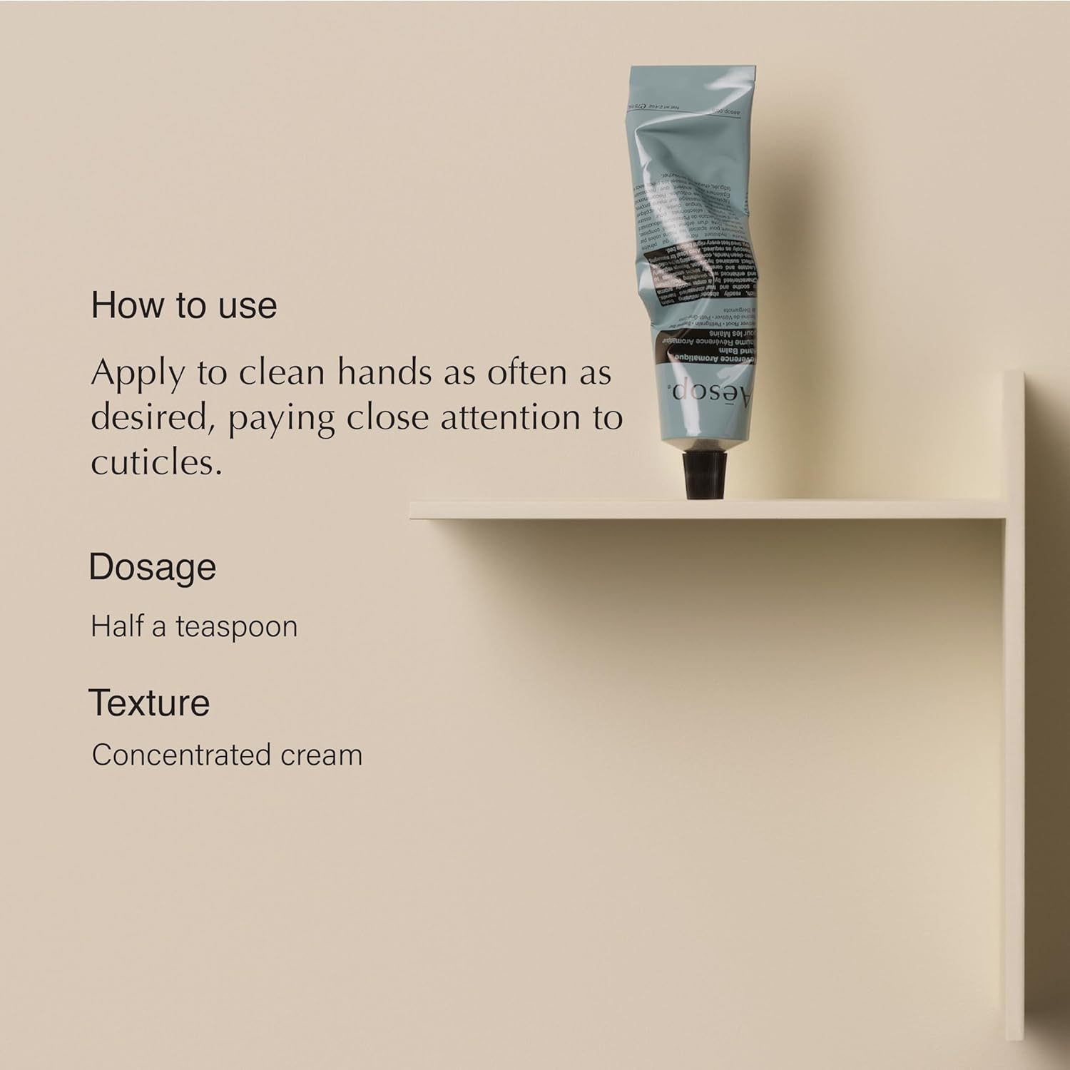 Aesop Reverence hand balm texture close-up shows smooth, rich emollients.