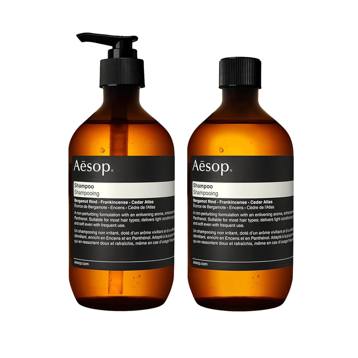 Aesop Shampoo fragrance closeup shows citrus-woody notes for a refreshing ritual.
