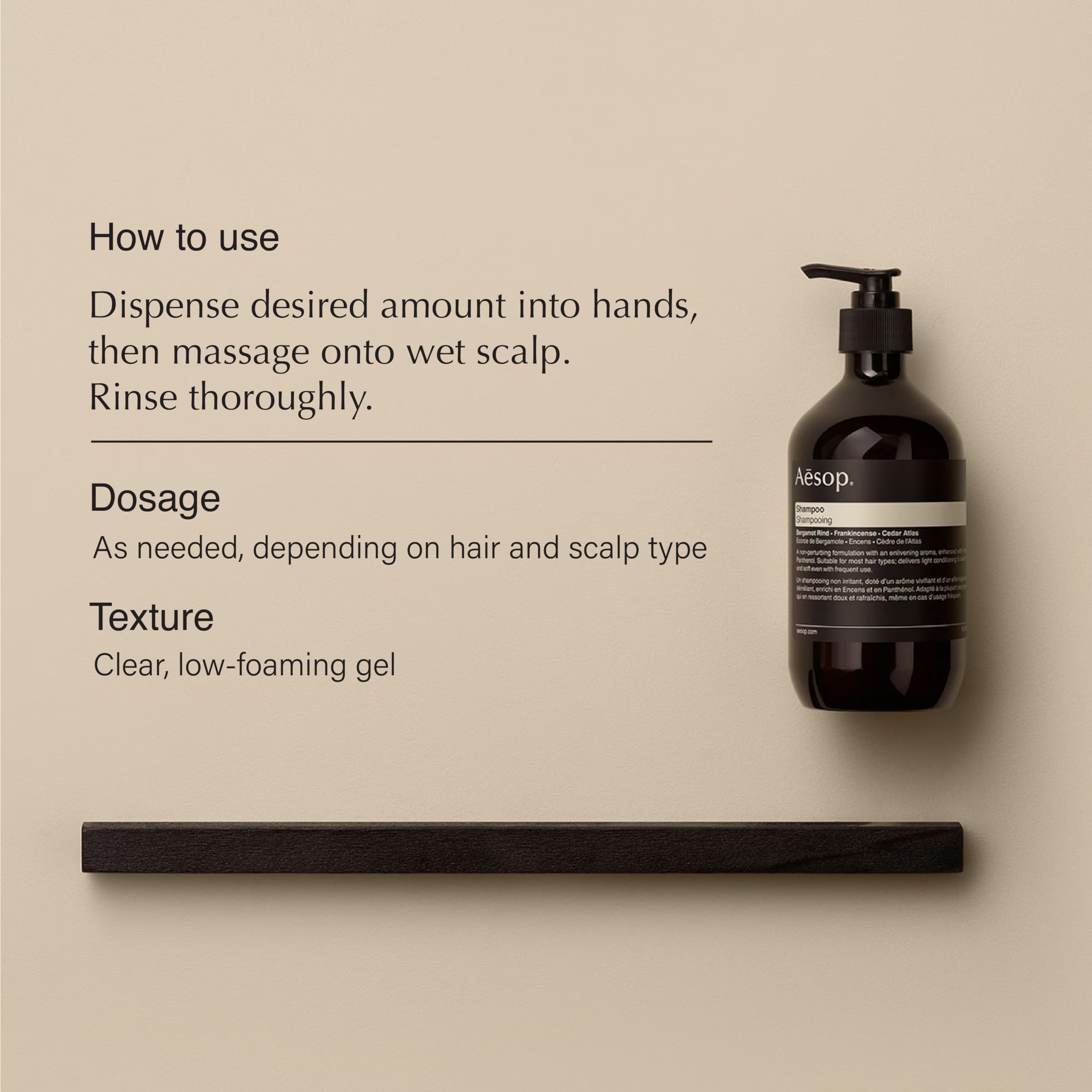 Aesop shampoo lather closeup shows rich foam for a luxurious wash.