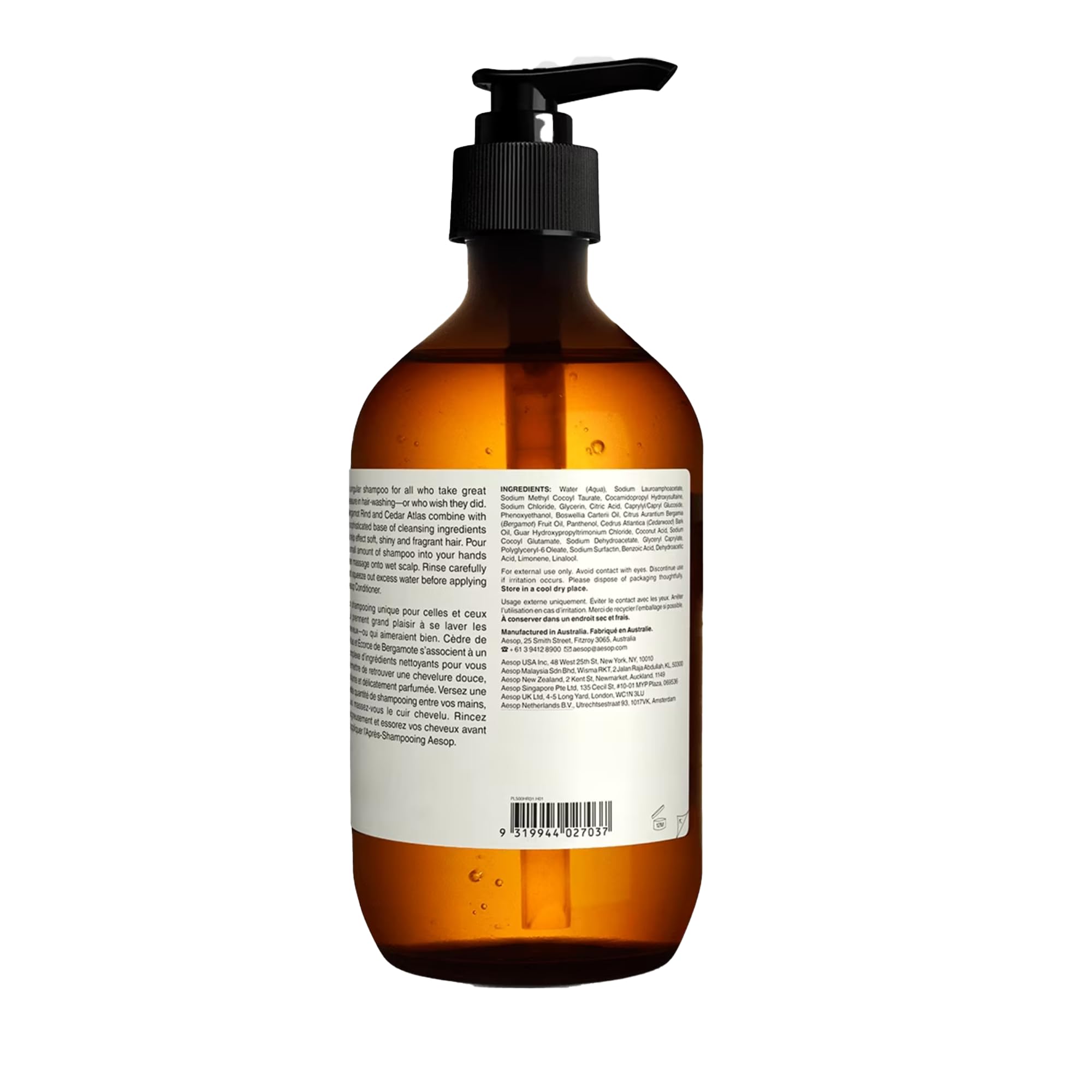 Aesop Shampoo bottle made from recycled plastics for sustainability