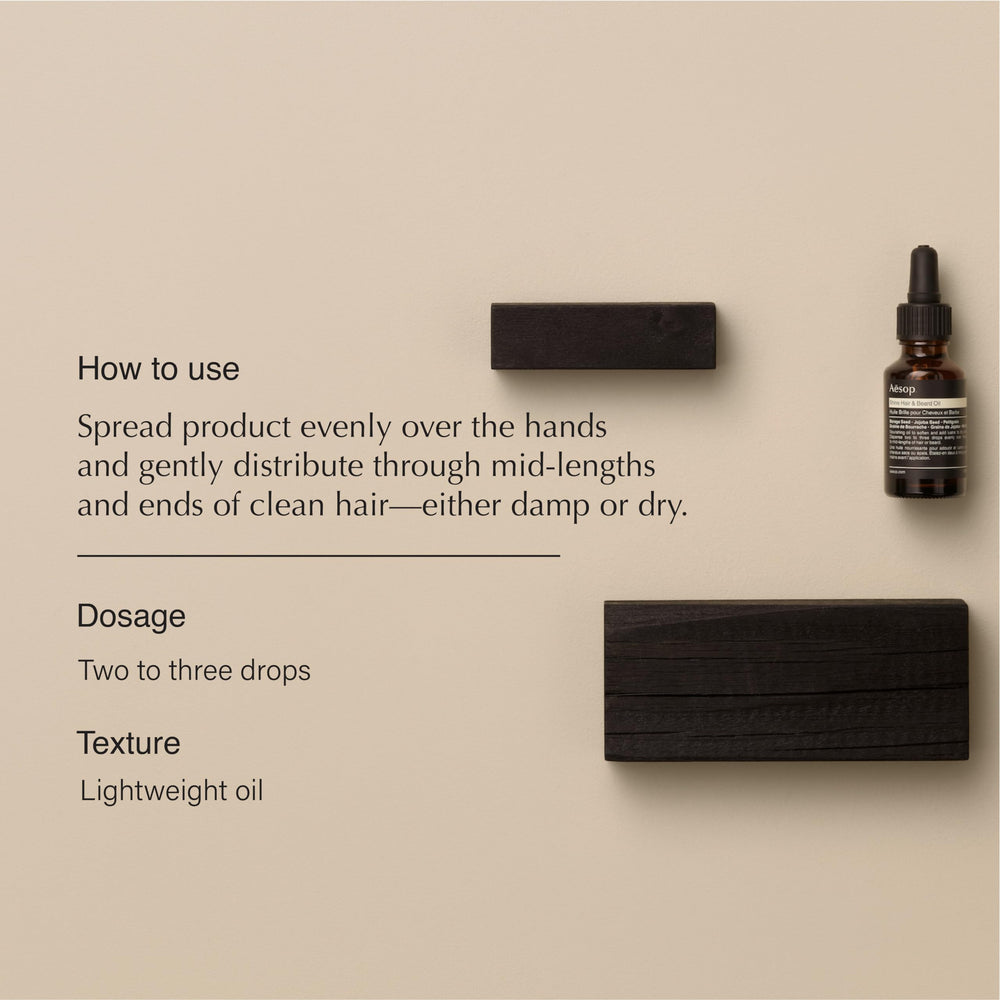 Aesop Shine Oil drops for precise, light hydration on mid-lengths.