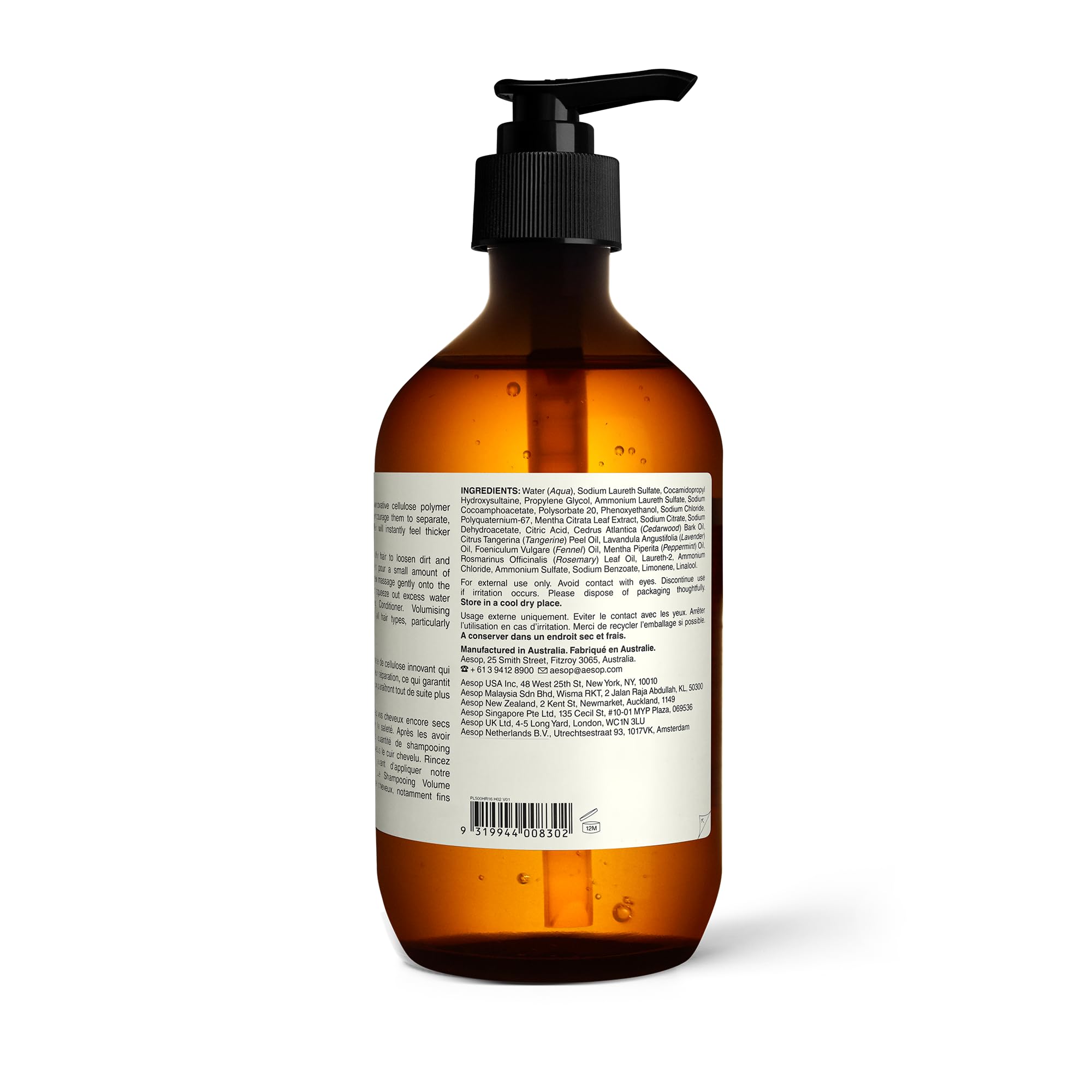 Aesop Volumizing Shampoo close-up hair after wash showing shine