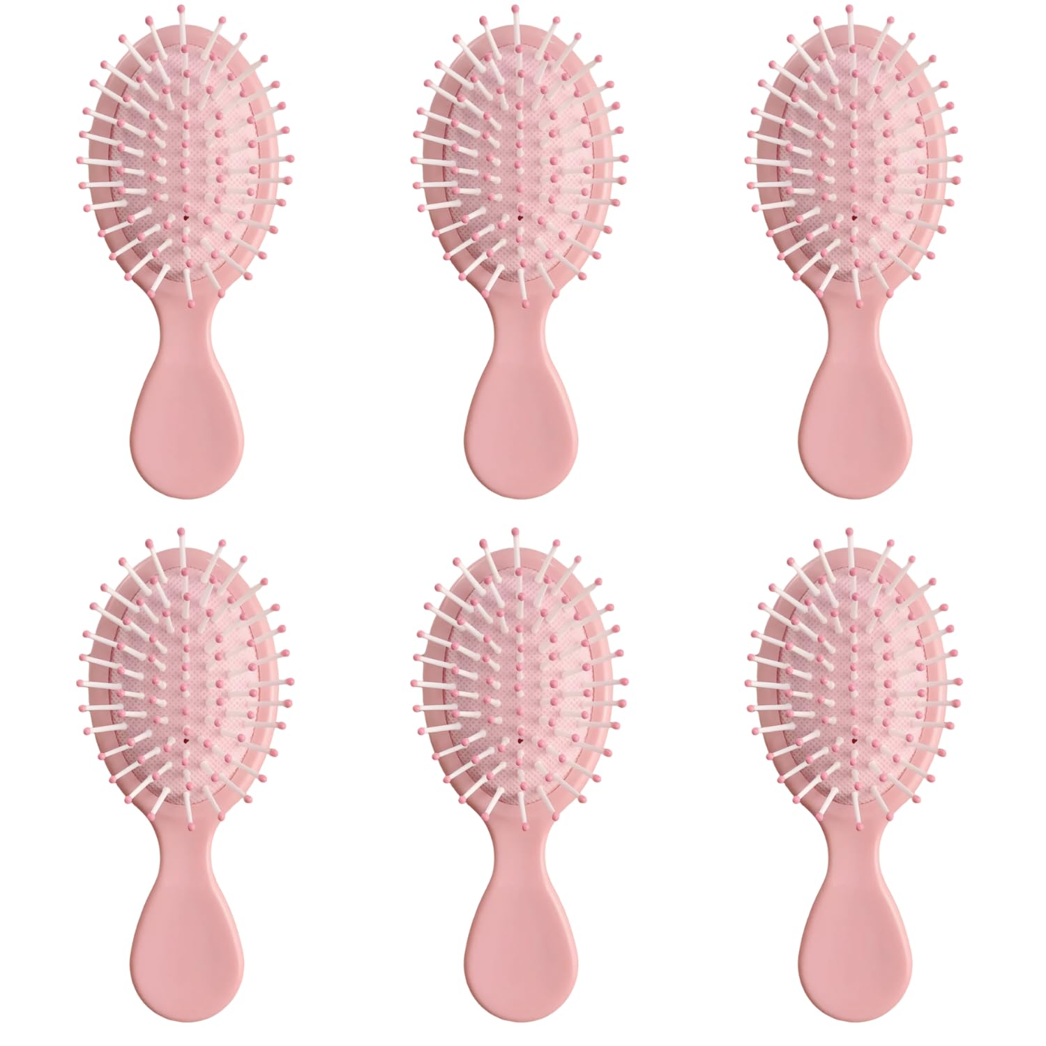 AESPAKO six-pack mini brushes in pink for travel detangling