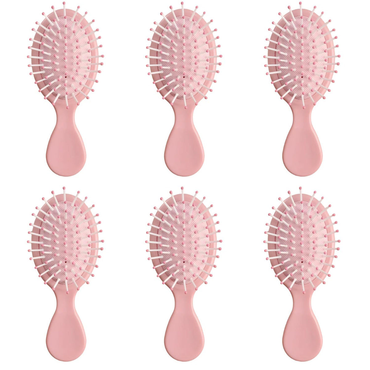 AESPAKO six-pack mini brushes in pink for travel detangling