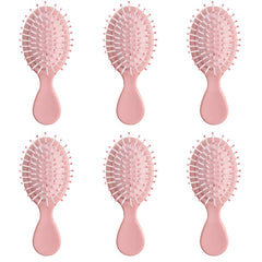AESPAKO six-pack mini brushes in pink for travel detangling