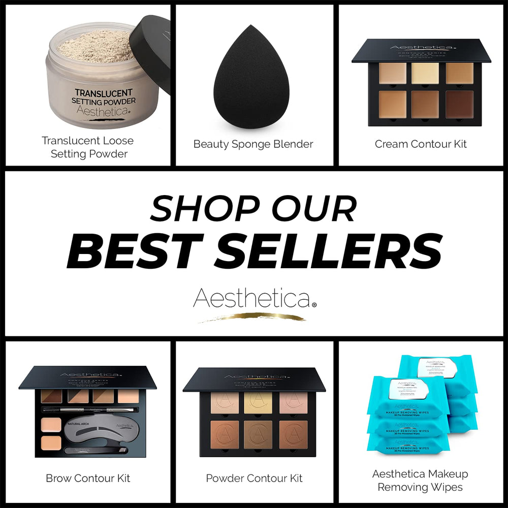 Aesthetica Banana Loose Setting Powder product-hero-shot with velour puff included.