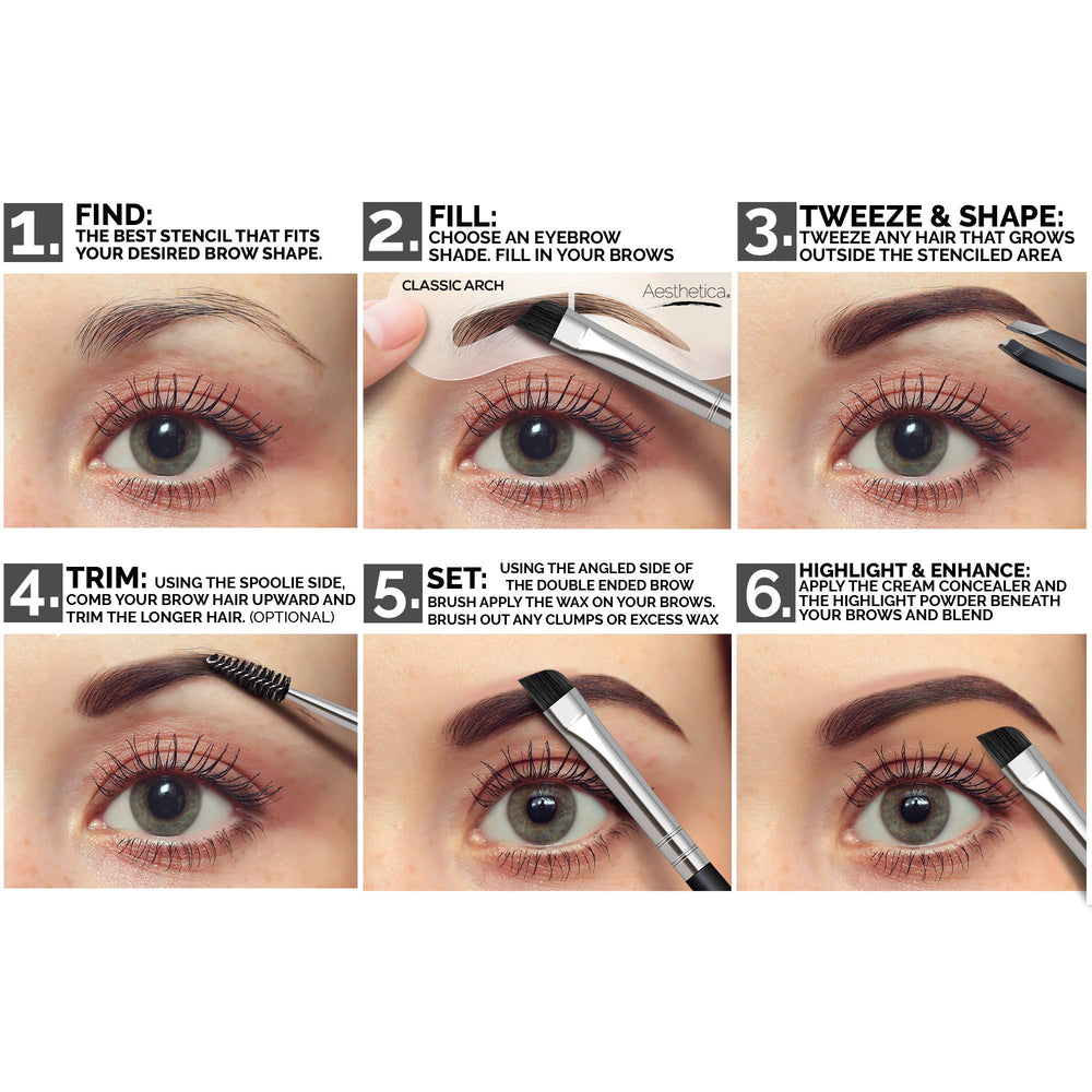 Aesthetica Brow Contour Kit spoolie and brush duo for blending and grooming.