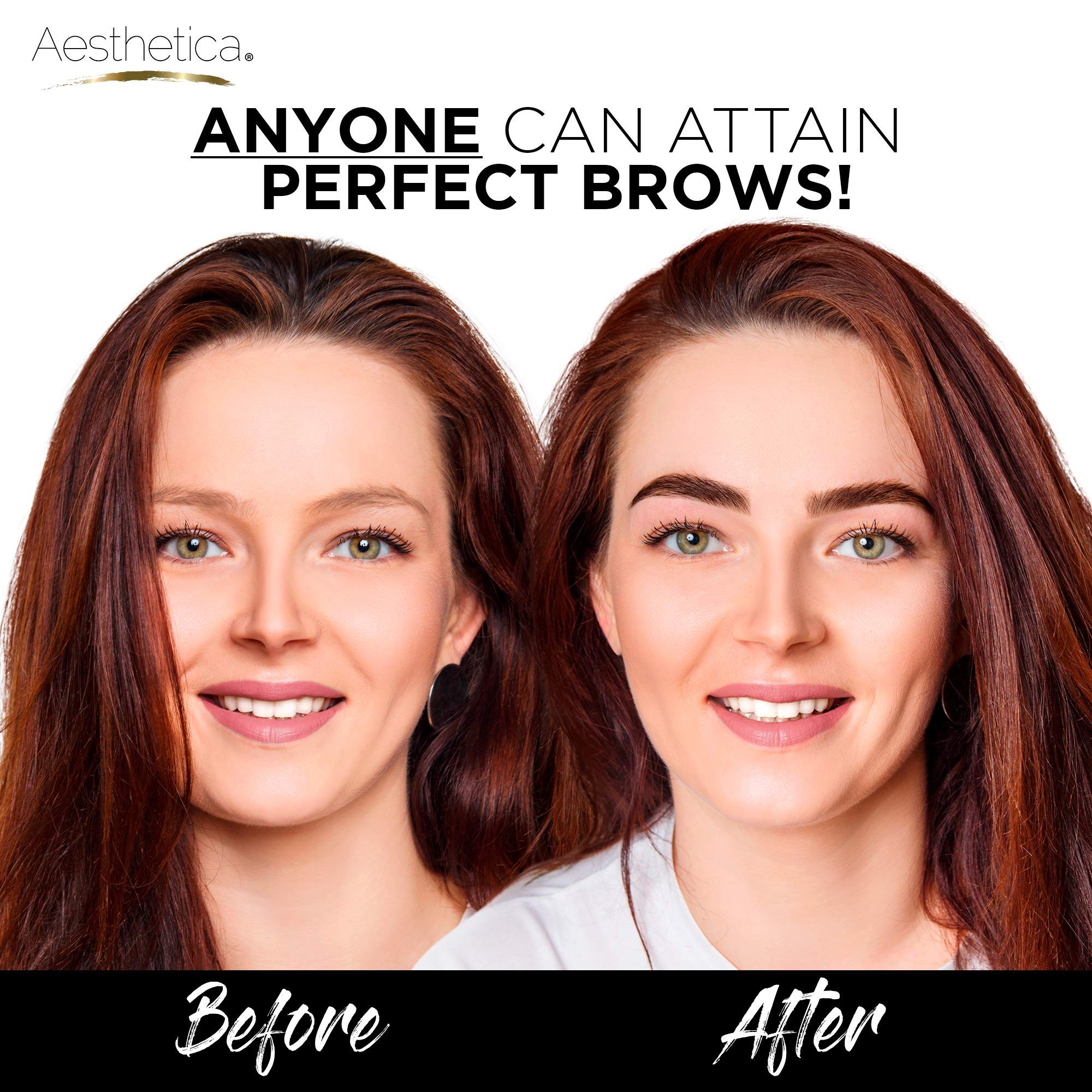 Aesthetica Brow Contour Kit wax and highlighter to define edges.