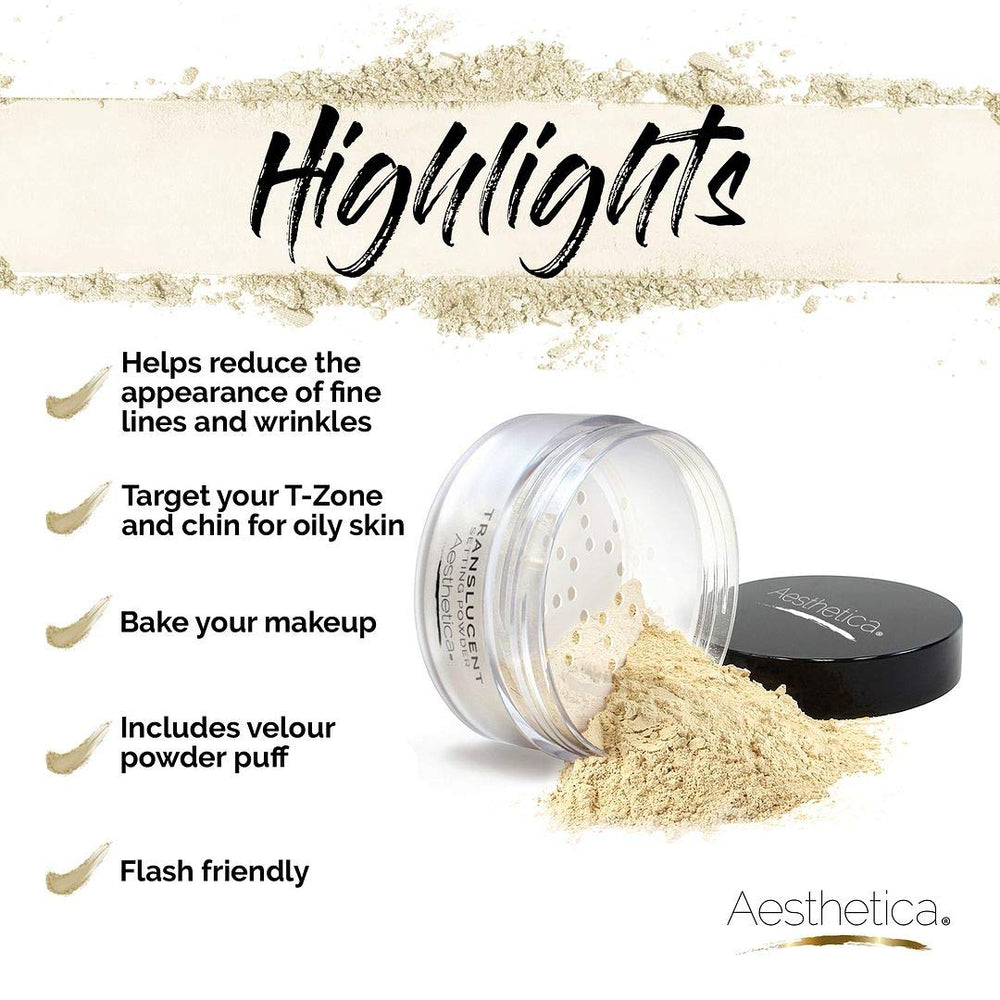 Aesthetica Matte finish look after setting powder application.