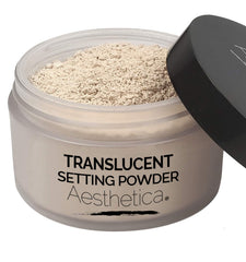 Aesthetica Translucent Setting Powder jar with lightweight matte finish.