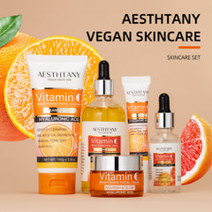 AESTHTANY Vitamin C Toner preps skin, enhancing hydration and smooth texture.
