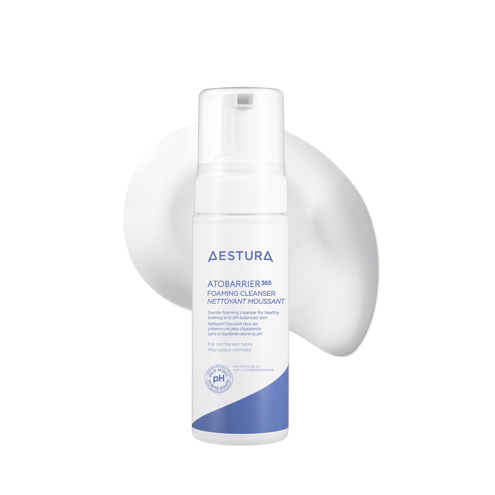 AESTURA ATOBARRIER365 bottle close-up showing gentle cleansing for balanced hydration.
