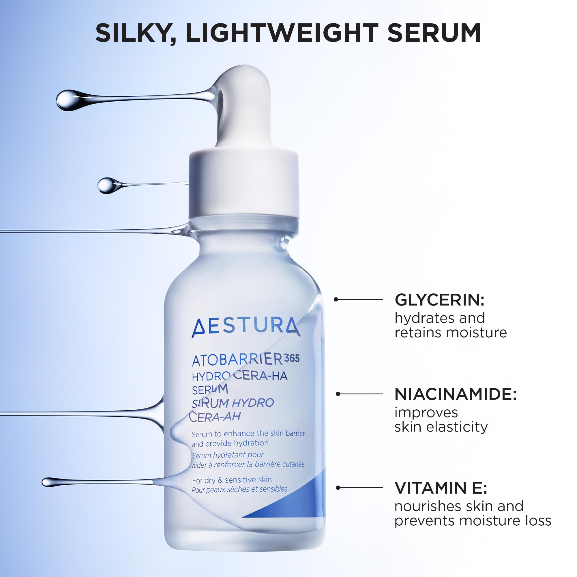 AESTURA ATOBARRIER365 ceramide-hyaluronic acid complex illustration highlighting barrier protection.