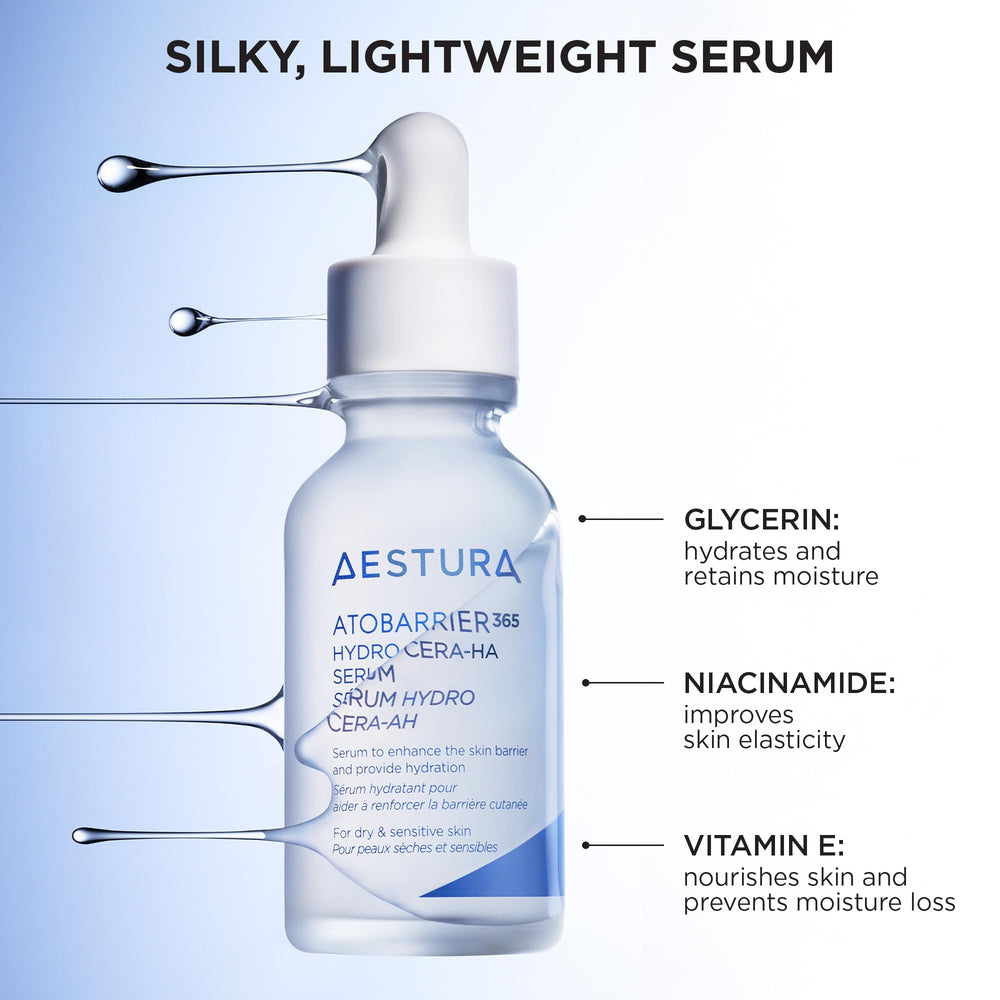 AESTURA ATOBARRIER365 ceramide-hyaluronic acid complex illustration highlighting barrier protection.