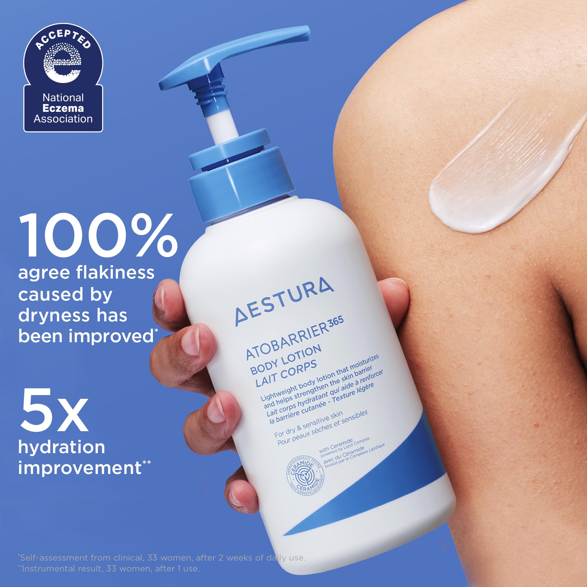 AESTURA ATOBARRIER365 dry-skin swatches showing improved texture with regular use.