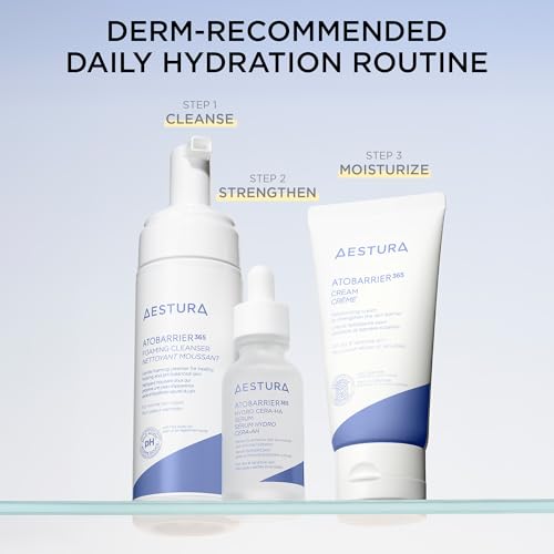 AESTURA ATOBARRIER365 sensitive skin care scenario with gentle touch.