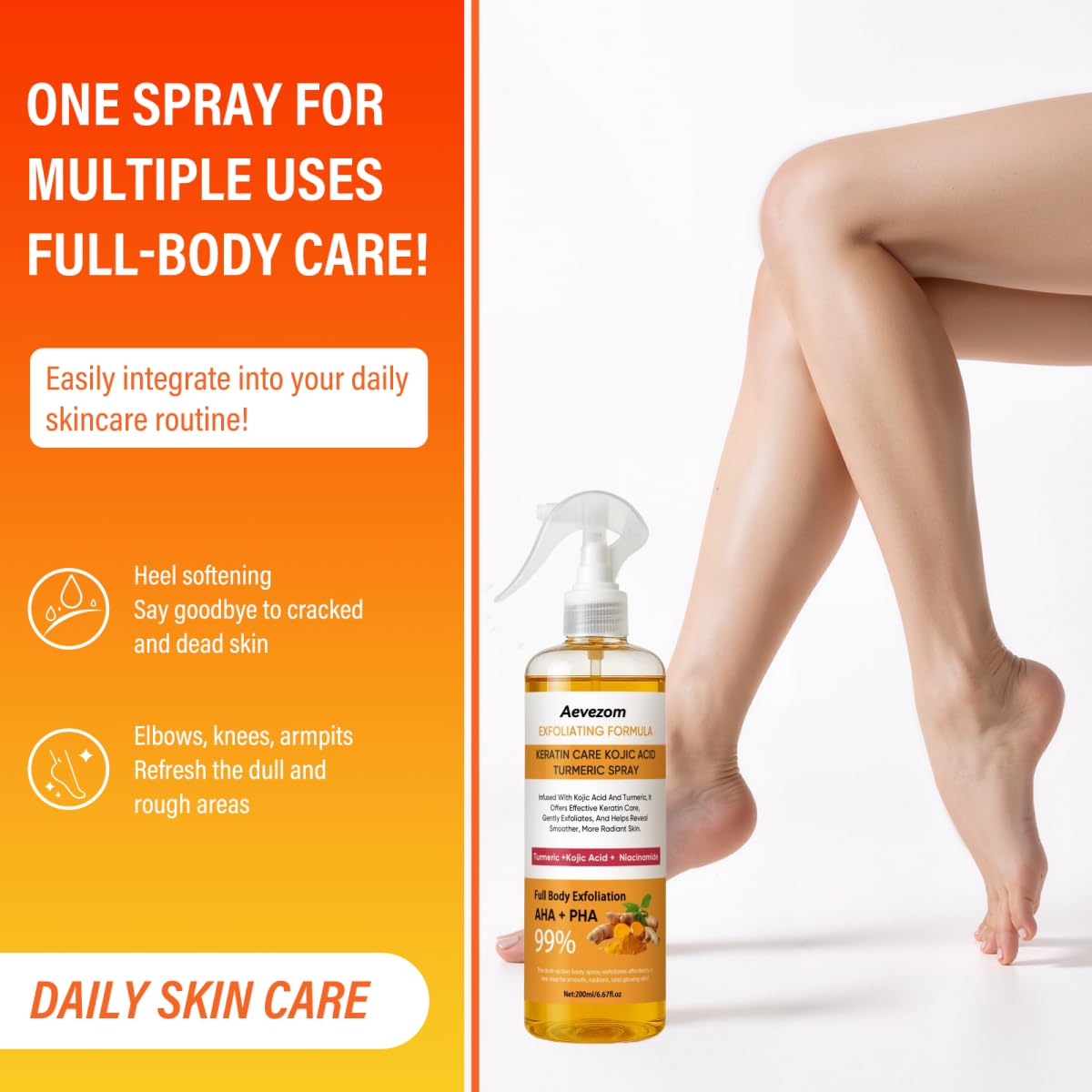 Aevezom Body Keratin Care Face & Body Exfoliation use on dry skin.