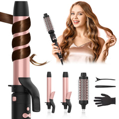 AFANSO automatic rotating curling iron set, 1-inch barrel close-up, quick curls with even heat