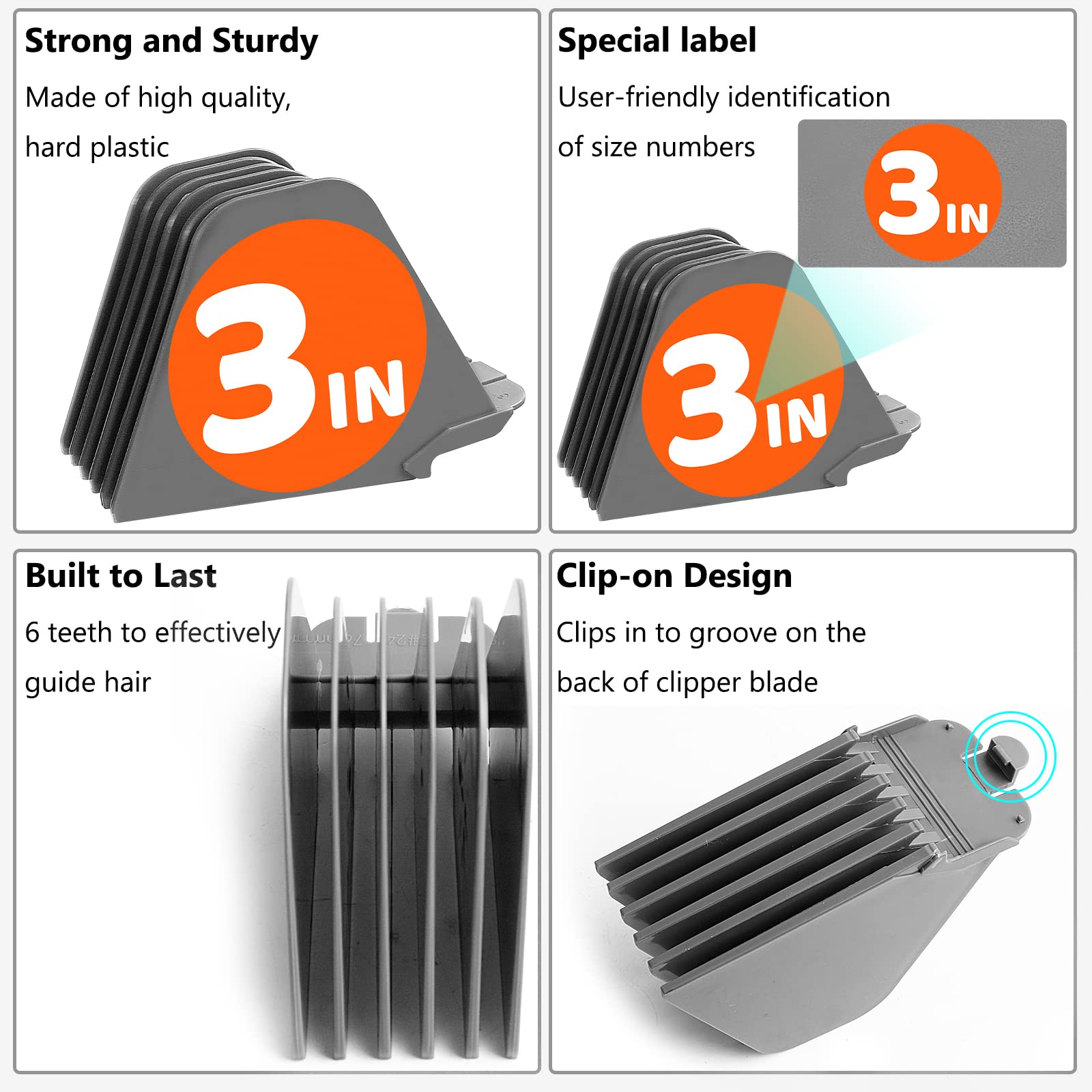 AFANSO Mega clipper guards 2-75inch length for longer top cuts.