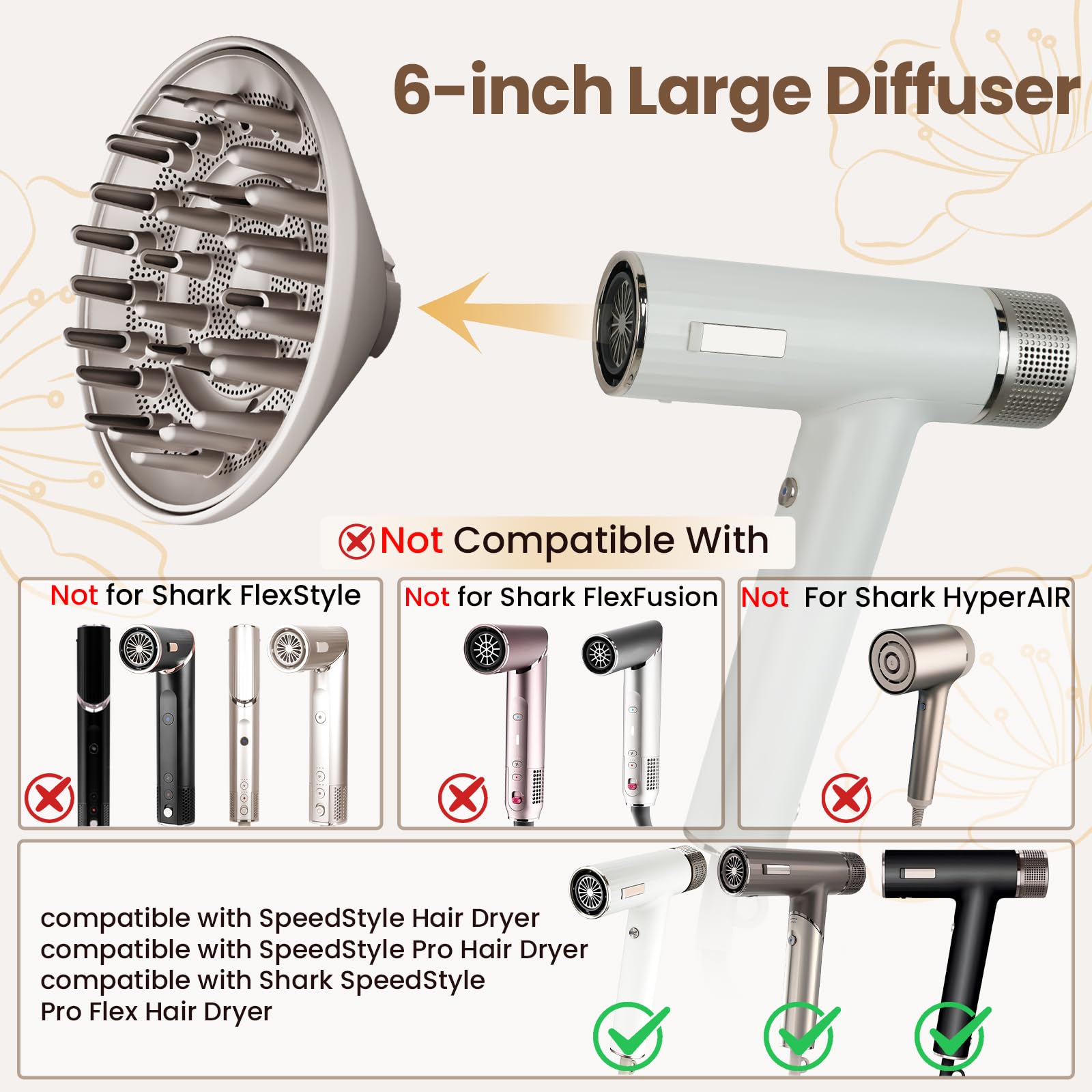 AFDD diffuser bowl wide 6inch design promotes defined curls with reduced heat exposure.