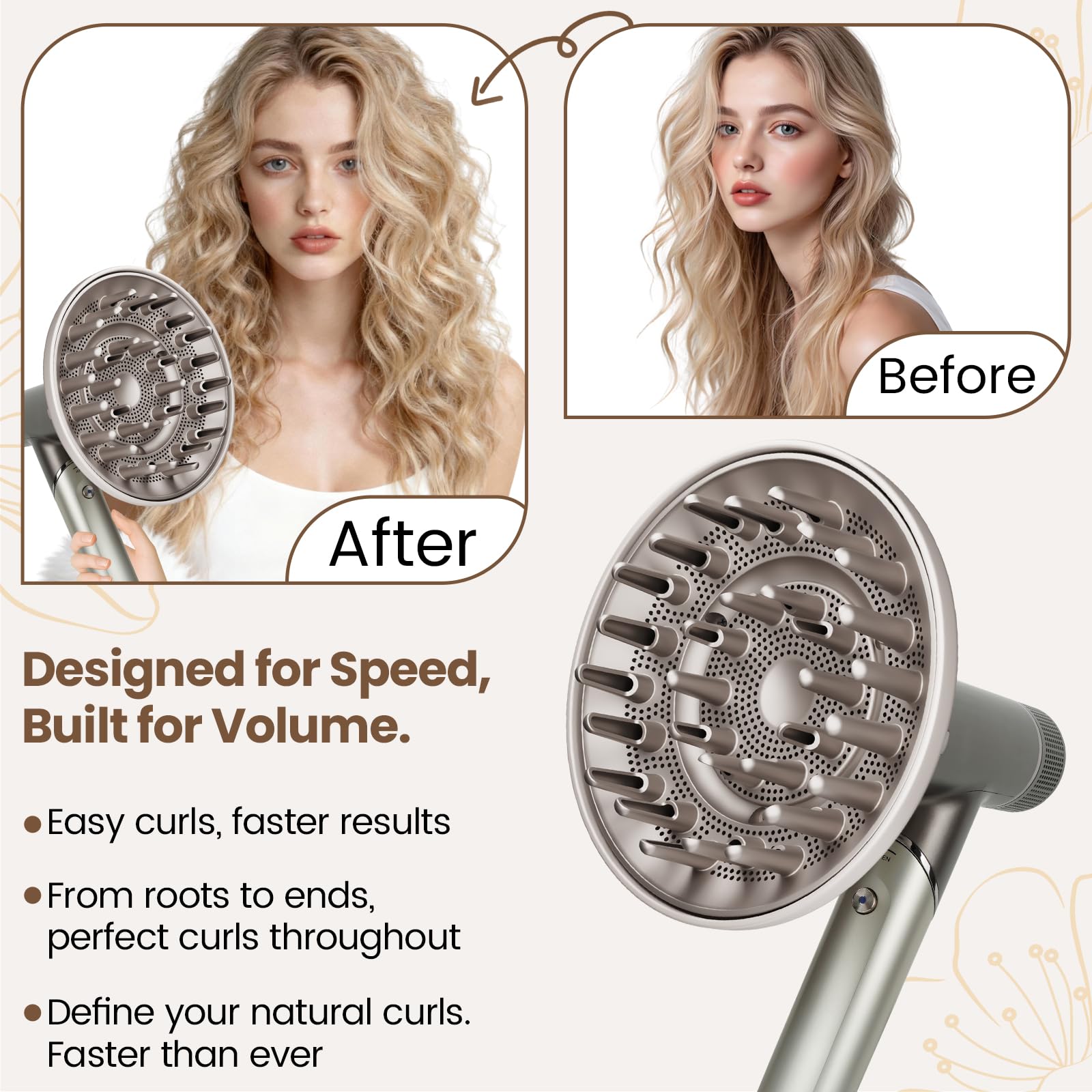 AFDD diffuser ideal for curly, wavy, and coily hair to define texture.