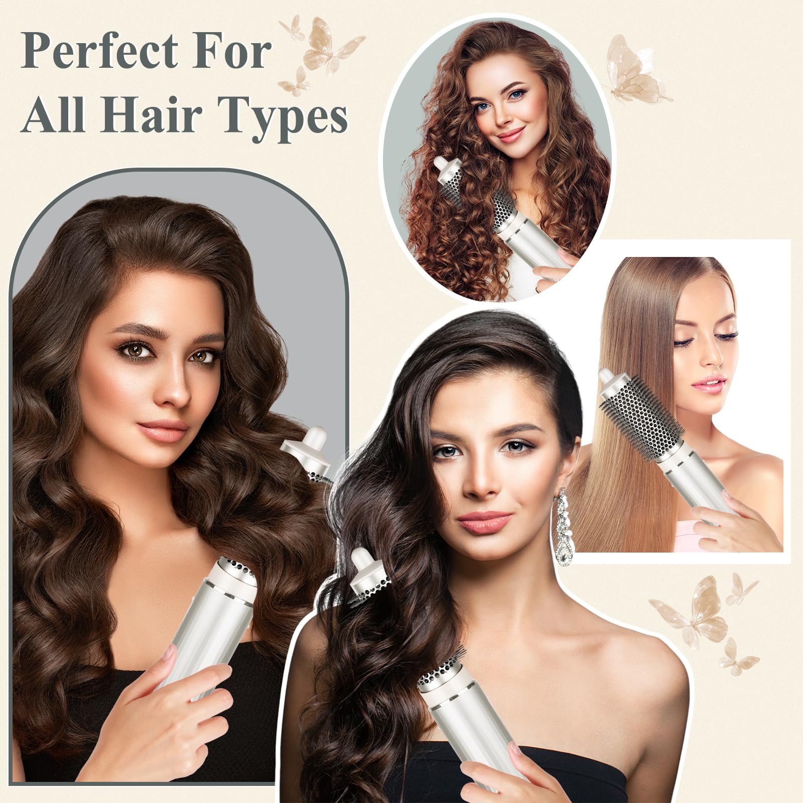 AFDD round brush attachment all-hair-types suitable for curly to straight textures.