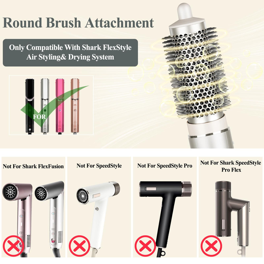 AFDD round brush attachment teeth design speeds up drying for smoother volume.