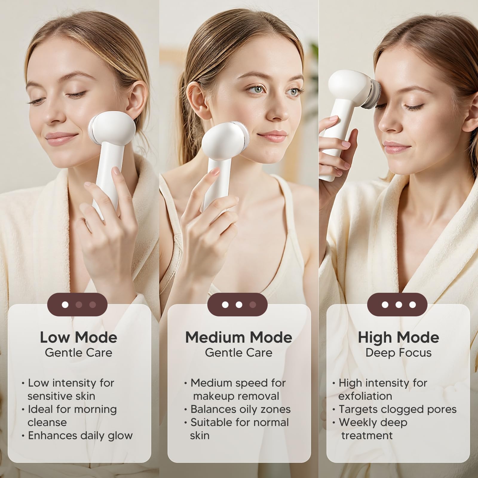 AFEIOFT three speed settings customize cleansing intensity.