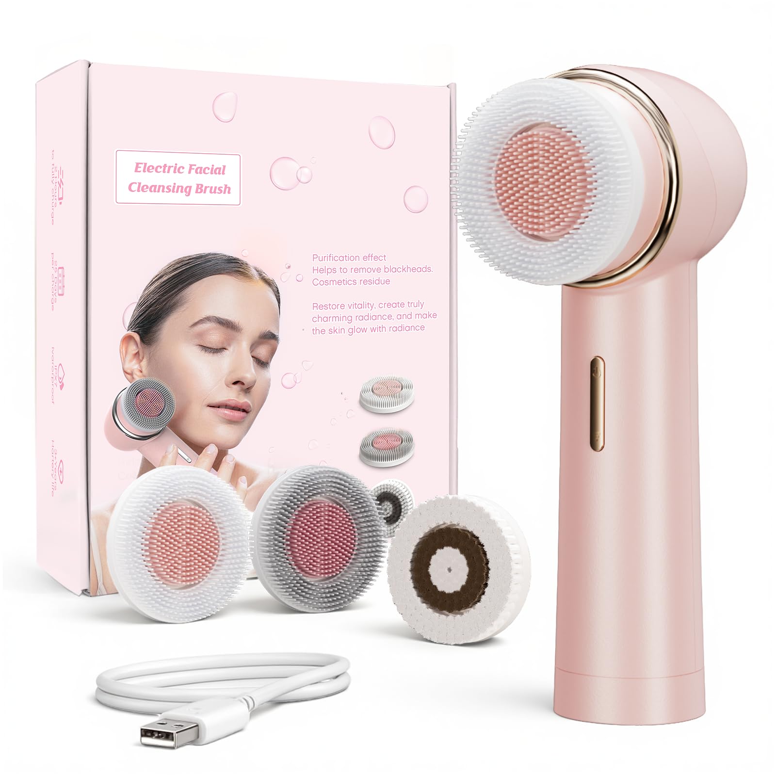 AFEIOFT teen cleansing brush pink closeup for gentle daily pore-cleaning and refreshed skin.