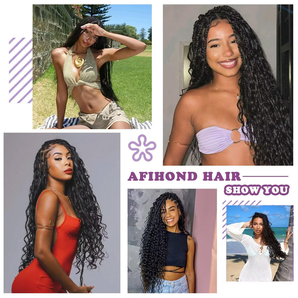 Afihond deep-wave bulk braiding hair closeup, ready for dyeing and styling