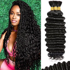 Afihond deep-wave bulk braiding hair pack front view, ideal for long-lasting boho braids